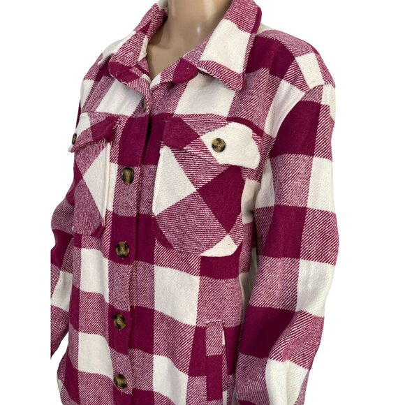 Member's Mark Plaid Pink White Shacket Size Small - Picture 2 of 3